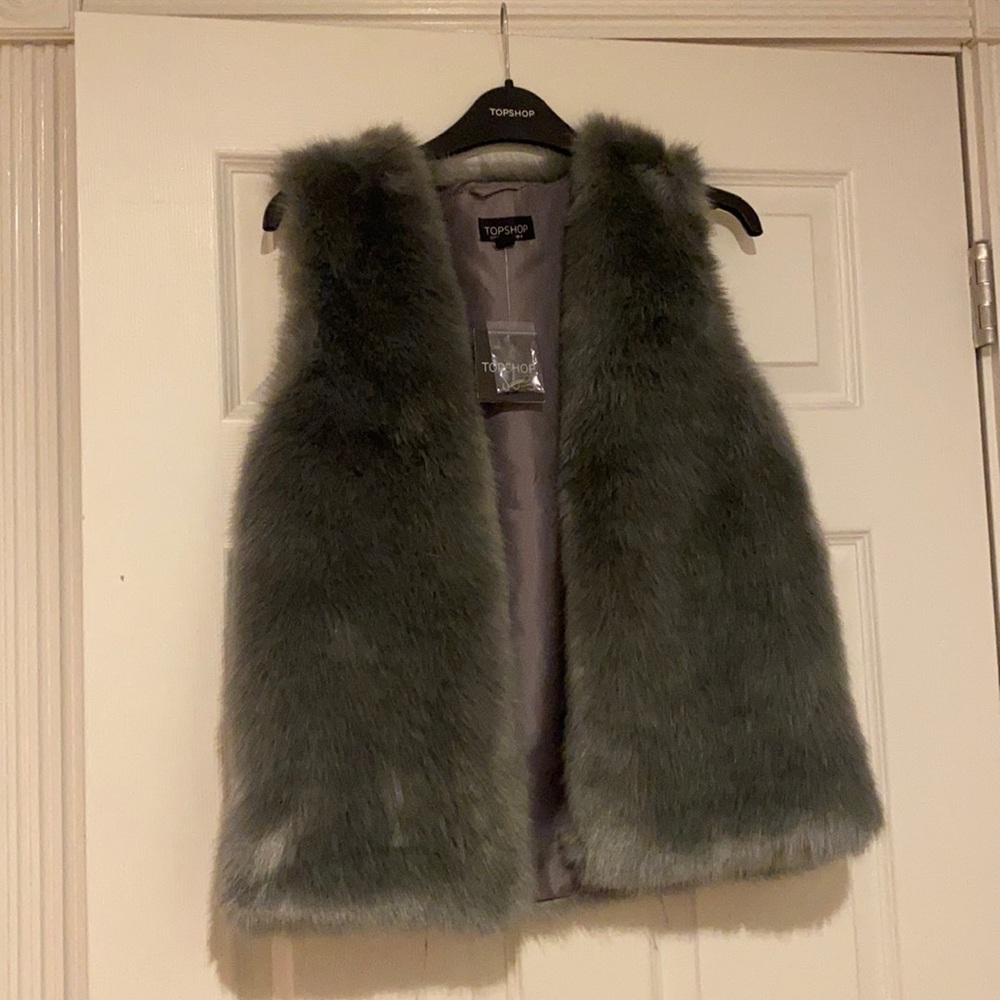 Gray Fur Vest TOPSHOP